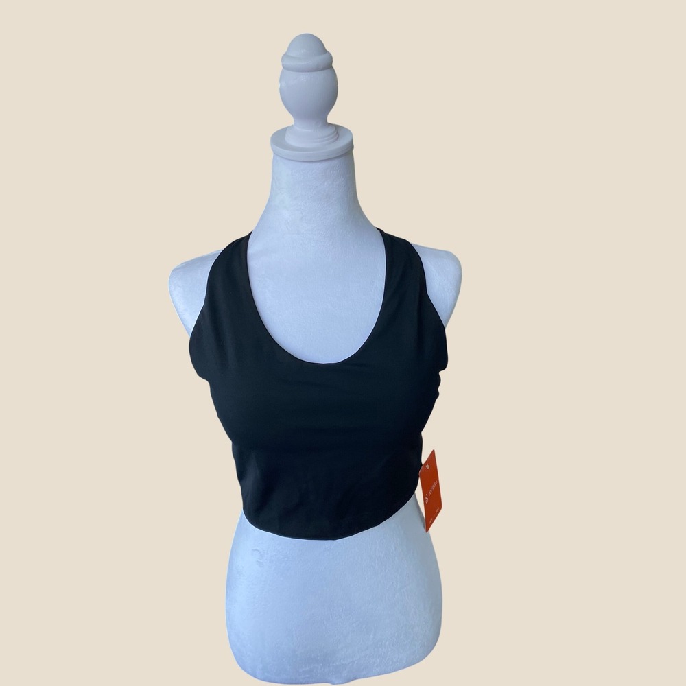 Joyspels Black Cross Back Sports Bra Cutout Activewear Top Woman's Size 16 NEW